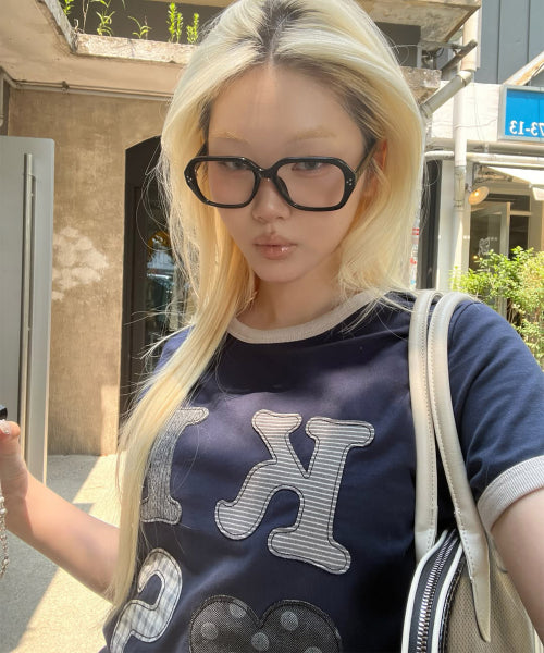 KISS MAR APPLIQUE LOGO T-SHIRT - 2 COLORS NAVY