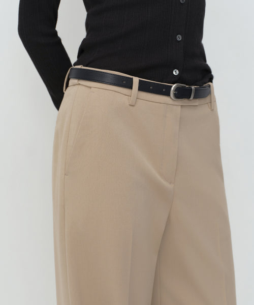 WOMENS WIDE HIDDEN BANDING SLACKS #韓韶禧同款! - 4 COLORS BEIGE