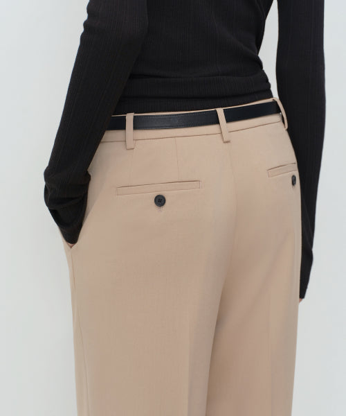 WOMENS WIDE HIDDEN BANDING SLACKS #韓韶禧同款! - 4 COLORS BEIGE