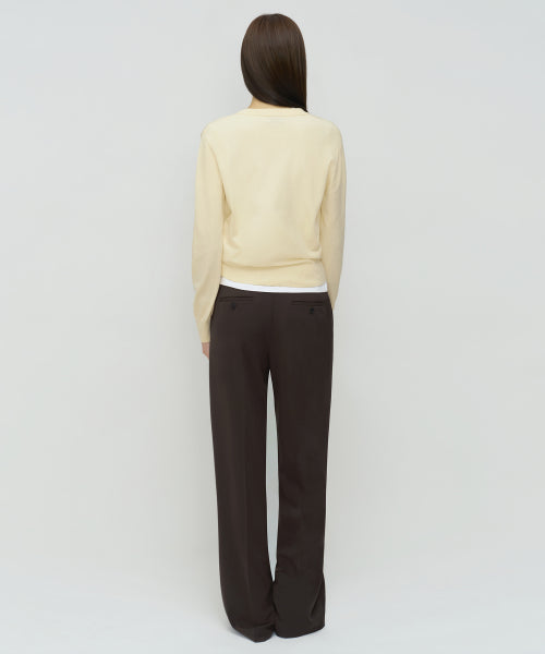 WOMENS WIDE HIDDEN BANDING SLACKS #韓韶禧同款! - 4 COLORS BROWN