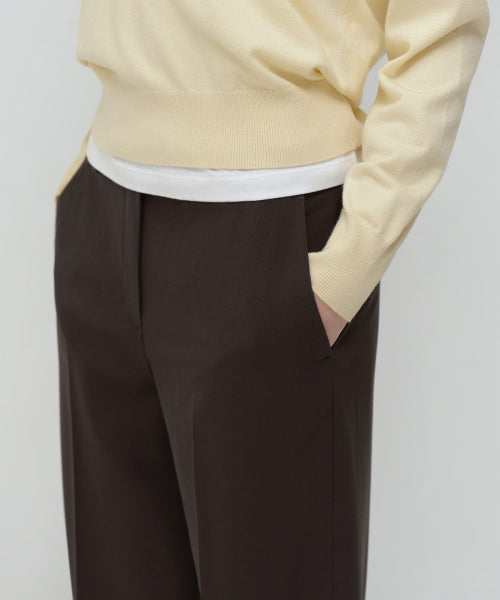 WOMENS WIDE HIDDEN BANDING SLACKS #韓韶禧同款! - 4 COLORS BROWN