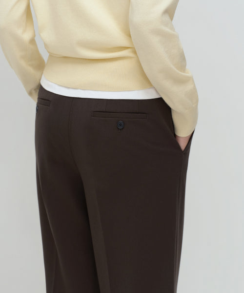WOMENS WIDE HIDDEN BANDING SLACKS #韓韶禧同款! - 4 COLORS BROWN