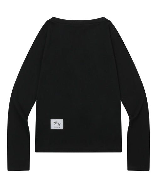 ROUND NECK BUTTON CARDIGAN - 2 COLORS BLACK