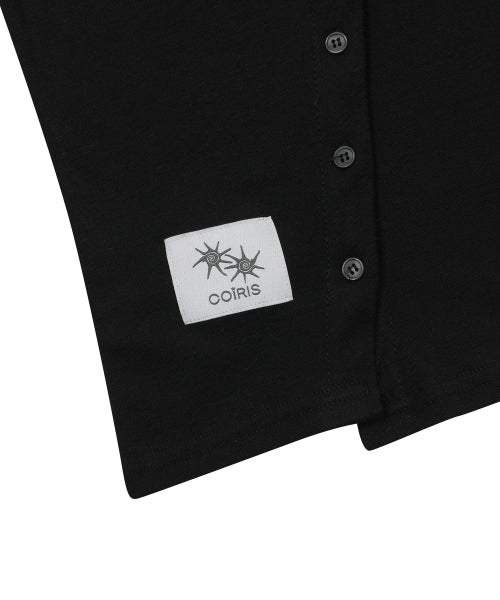 ROUND NECK BUTTON CARDIGAN - 2 COLORS BLACK