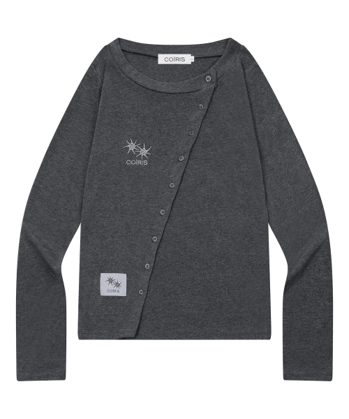ROUND NECK BUTTON CARDIGAN - 2 COLORS BLACK