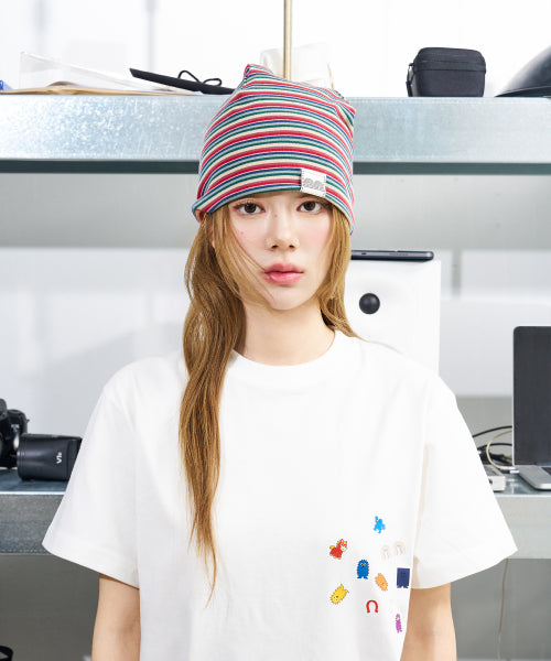 NN LABEL STRIPE BEANIE - 9 COLORS RED
