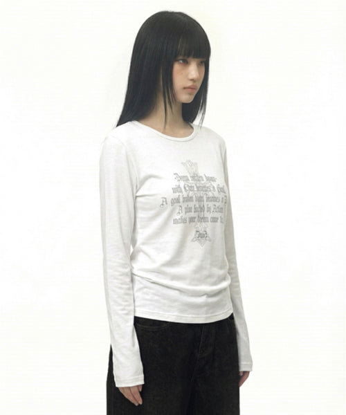 CROSS U-NECK SLEEVE LONG - 2 COLORS IVORY