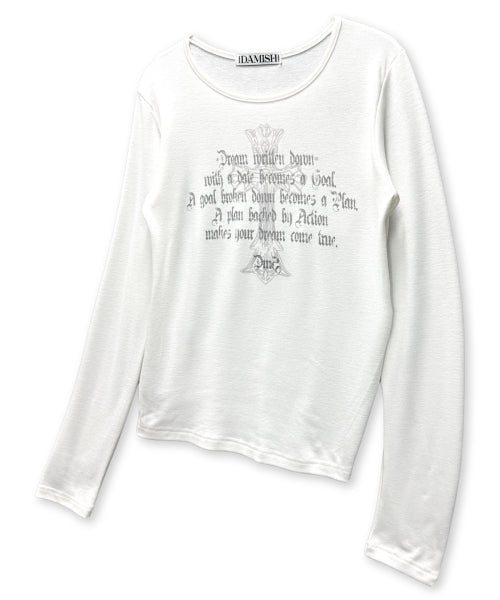 CROSS U-NECK SLEEVE LONG - 2 COLORS IVORY