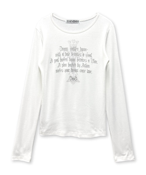 CROSS U-NECK SLEEVE LONG - 2 COLORS IVORY