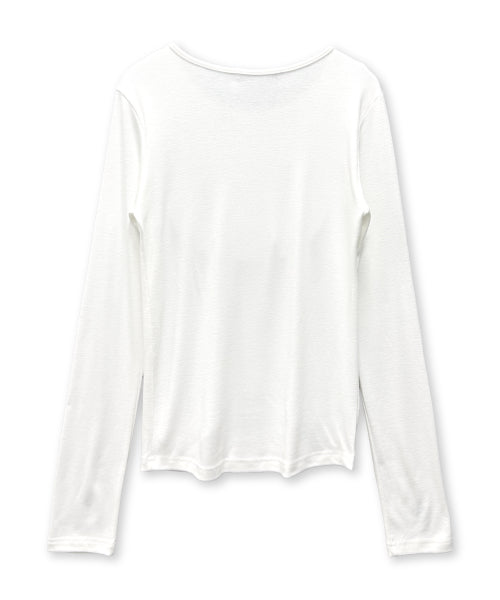 CROSS U-NECK SLEEVE LONG - 2 COLORS IVORY