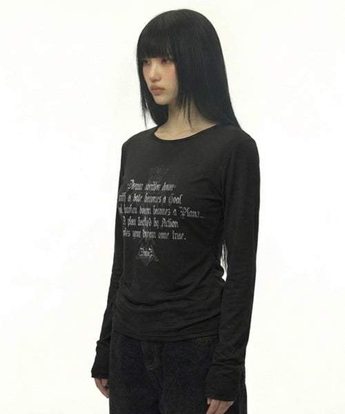 CROSS U-NECK SLEEVE LONG - 2 COLORS BLACK