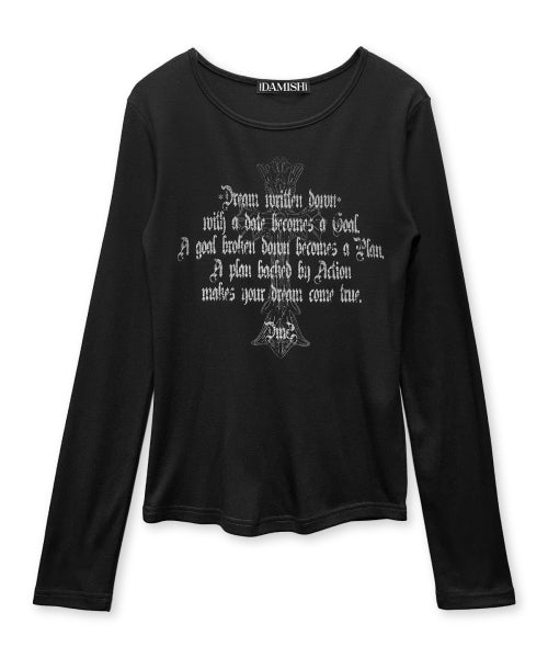 CROSS U-NECK SLEEVE LONG - 2 COLORS BLACK