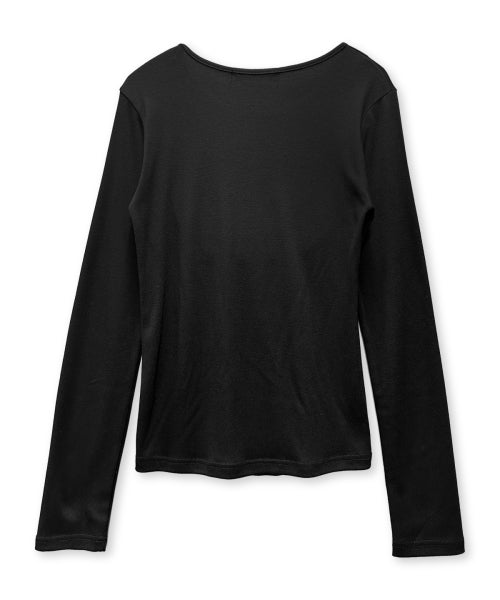 CROSS U-NECK SLEEVE LONG - 2 COLORS BLACK