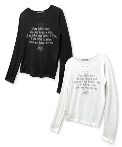 CROSS U-NECK SLEEVE LONG - 2 COLORS BLACK