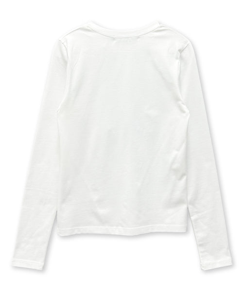 TEE CROSS ASYMMETRY BUTTON SLEEVE LONG - 2 COLORS IVORY