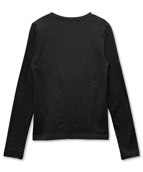 TEE CROSS ASYMMETRY BUTTON SLEEVE LONG - 2 COLORS BLACK