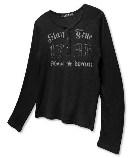1986 LETTERING BUTTON SLEEVE LONG BLACK