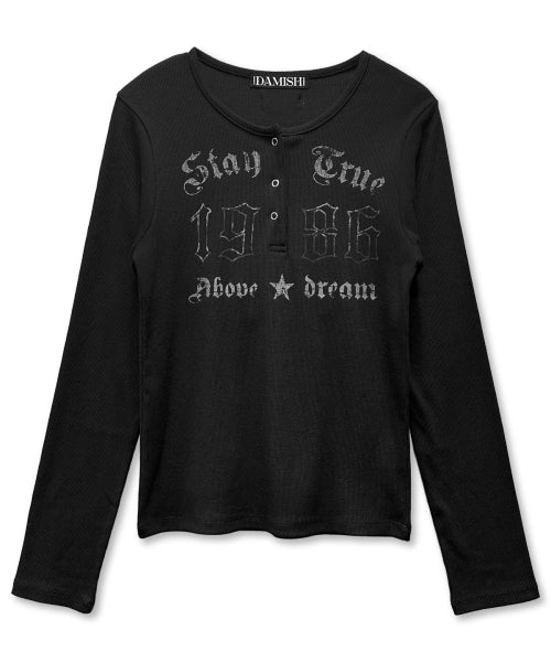 1986 LETTERING BUTTON SLEEVE LONG BLACK