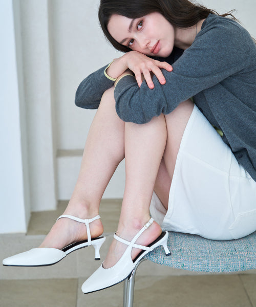 MINI SQUARE HEEL WHITE