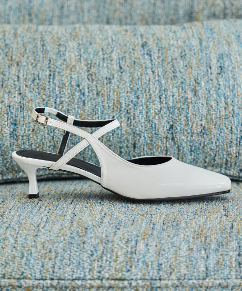MINI SQUARE HEEL WHITE