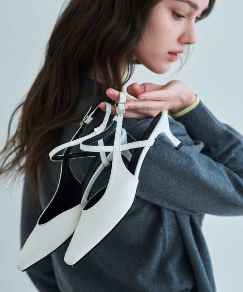MINI SQUARE HEEL WHITE