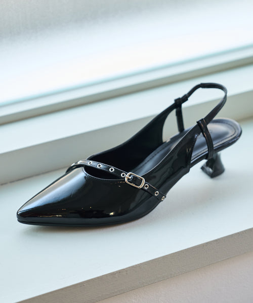 LEA BUCKLE STRAP SLINGBACK BLACK