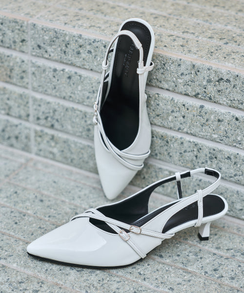 CROSS STRAP SLINGBACK WHITE