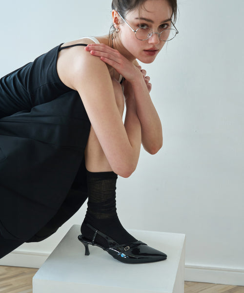 CROSS STRAP SLINGBACK BLACK