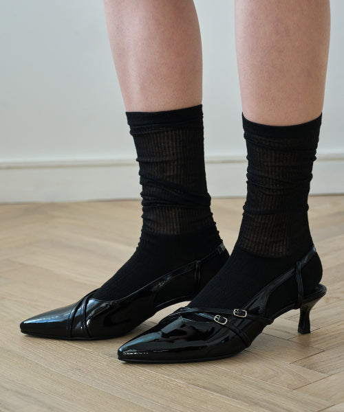 CROSS STRAP SLINGBACK BLACK