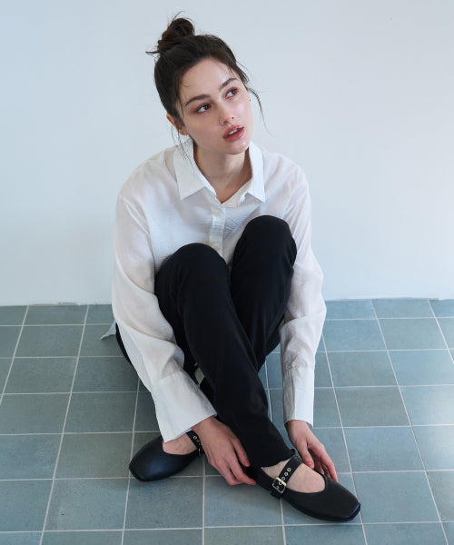 BUCKLE MARY JANE FLAT SHOES BLACK