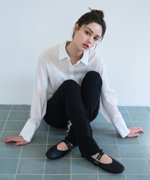 BUCKLE MARY JANE FLAT SHOES BLACK