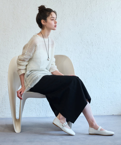 BUCKLE MARY JANE FLAT SHOES WHITE
