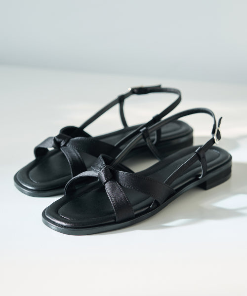 SORE SATIN CROSS SANDAL BLACK