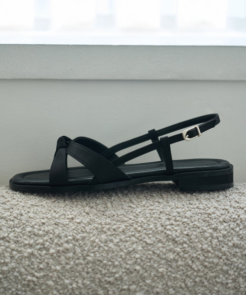 SORE SATIN CROSS SANDAL BLACK