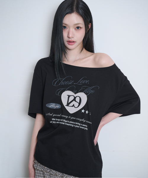 129 OFF SHOULDER T-SHIRT BLACK BLACK