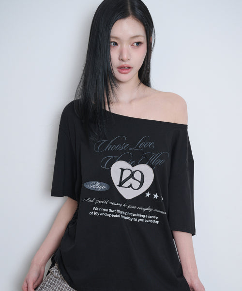 129 OFF SHOULDER T-SHIRT BLACK BLACK