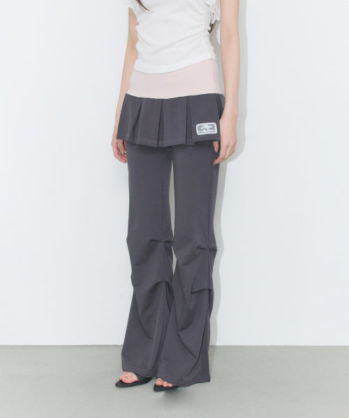 PLEATS SKIRT PANTS - 3 COLORS CHARCOAL