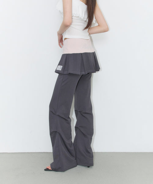 PLEATS SKIRT PANTS - 3 COLORS CHARCOAL
