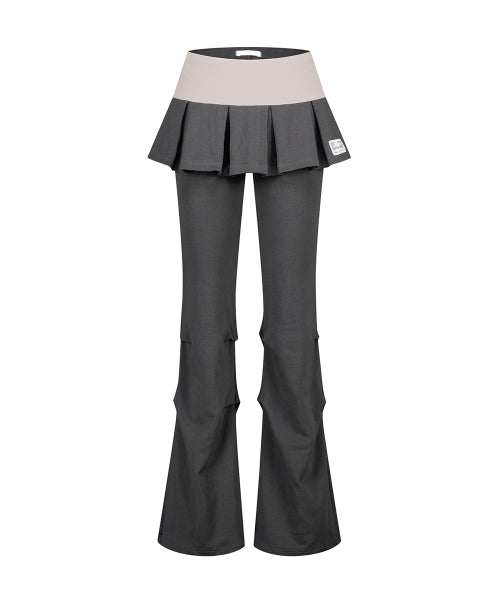 PLEATS SKIRT PANTS - 3 COLORS CHARCOAL