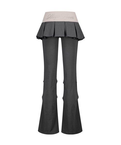 PLEATS SKIRT PANTS - 3 COLORS CHARCOAL