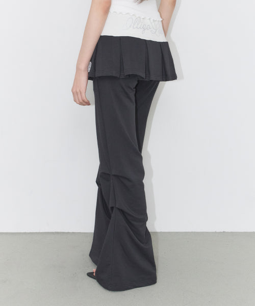 PLEATS SKIRT PANTS - 3 COLORS BLACK