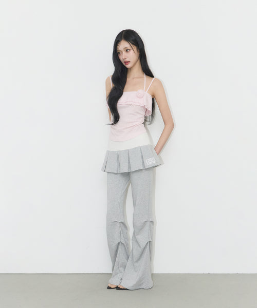 PLEATS SKIRT PANTS - 3 COLORS MELANGE GREY