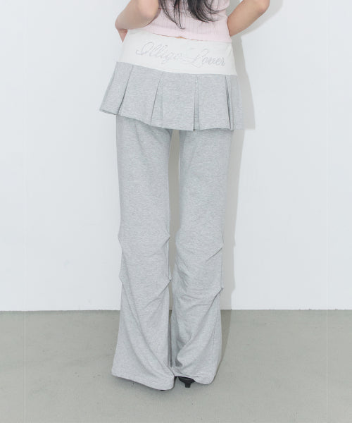 PLEATS SKIRT PANTS - 3 COLORS MELANGE GREY