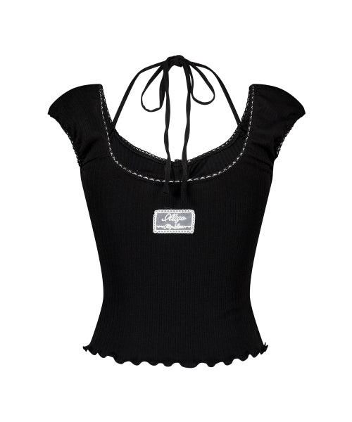 BUTTON HALTER SLEEVELESS - 4 COLORS BLACK