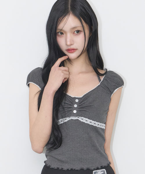 BUTTON HALTER SLEEVELESS - 4 COLORS CHARCOAL