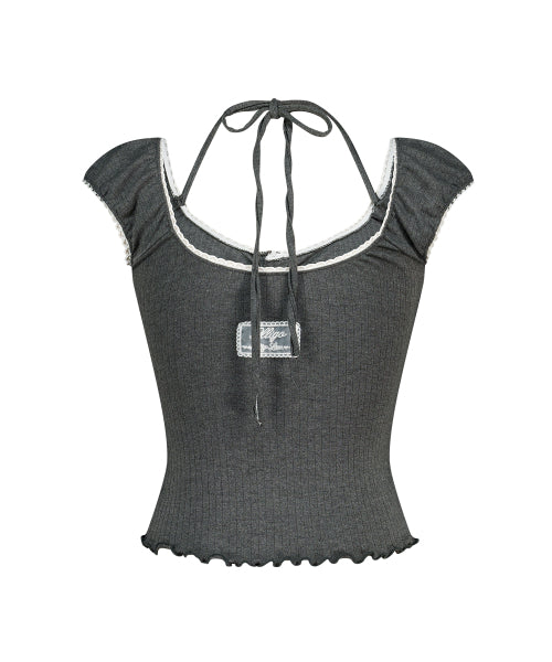 BUTTON HALTER SLEEVELESS - 4 COLORS CHARCOAL