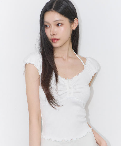 BUTTON HALTER SLEEVELESS - 4 COLORS WHITE