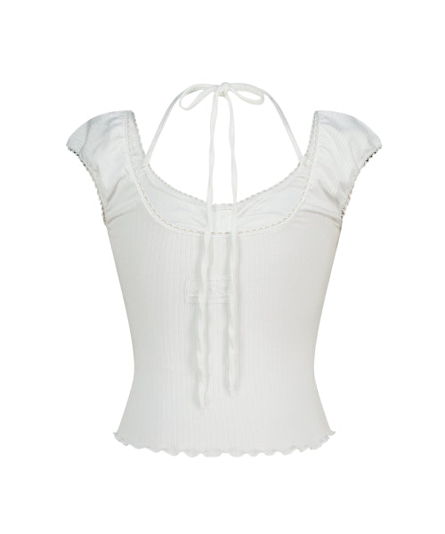 BUTTON HALTER SLEEVELESS - 4 COLORS WHITE