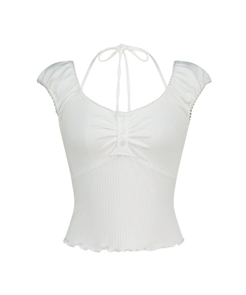 BUTTON HALTER SLEEVELESS - 4 COLORS WHITE