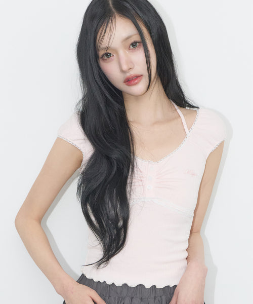 BUTTON HALTER SLEEVELESS - 4 COLORS PINK